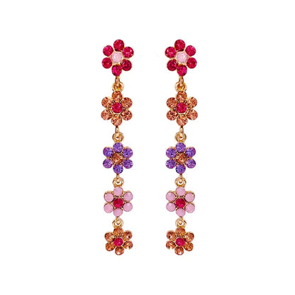 Brass earrings with flowers- w107