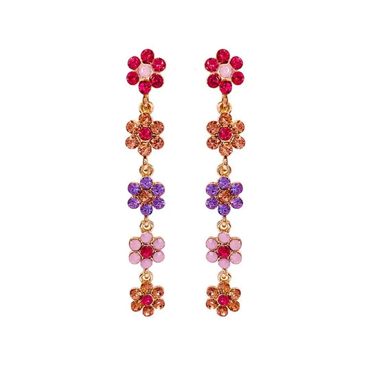 Brass earrings with flowers- w107