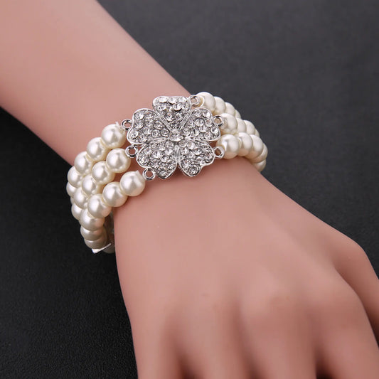 Bracelet with pearls and brass - w223
