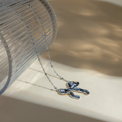 Steel necklace with bow - w299