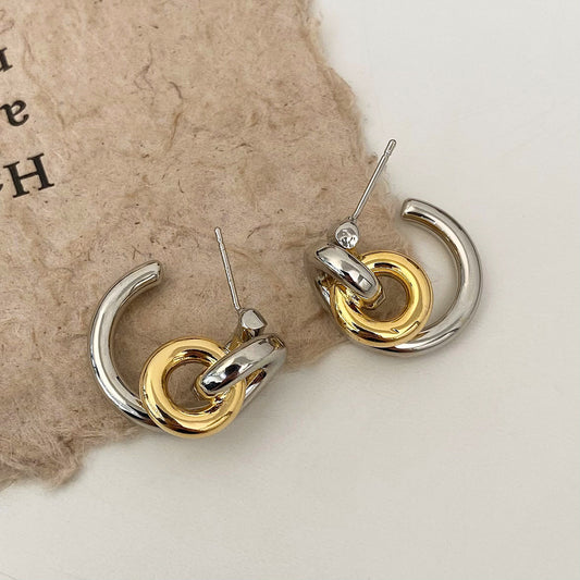 Σκουλαρίκια ατσάλι χρυσό ασημί με μικρό κρίκο-EA660