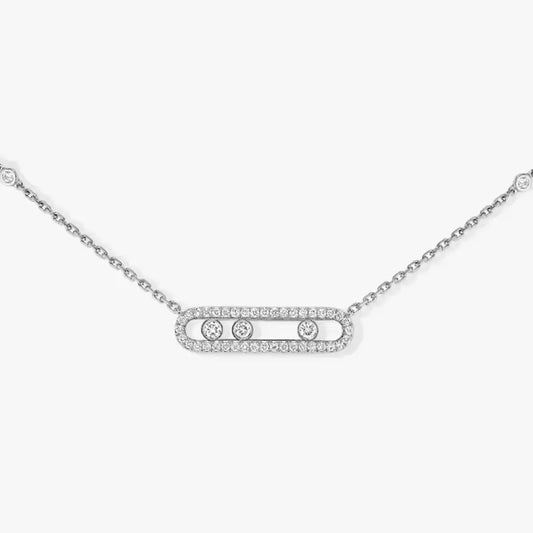 Zircon bar necklace (silver brass) -NE181