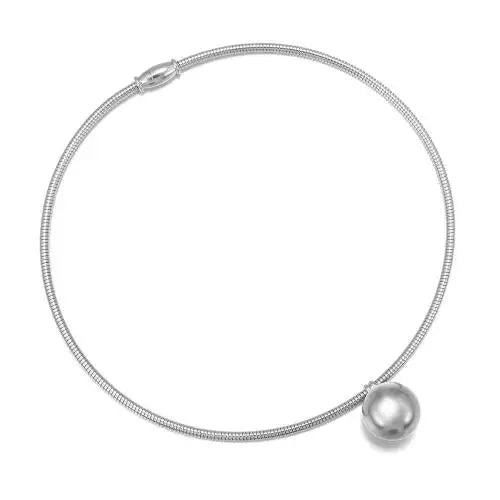 Steel silver choker necklace - w154