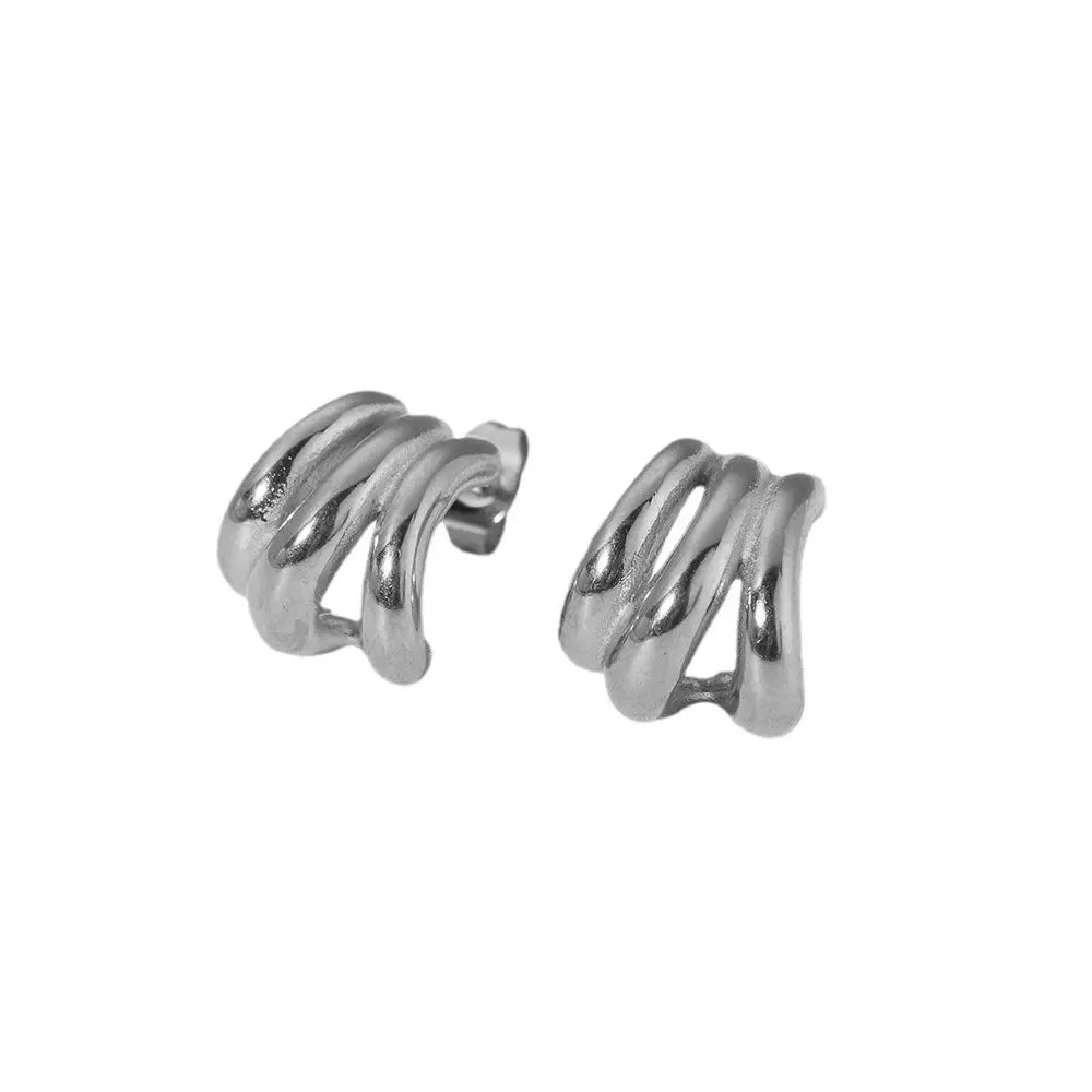 Silver steel earrings - w122