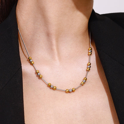 Colier din otel cu margele de otel-NE396