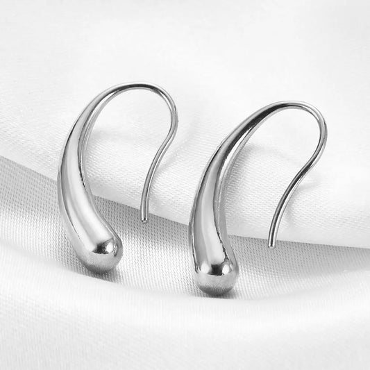 Silver Hook -shaped earrings -EA256