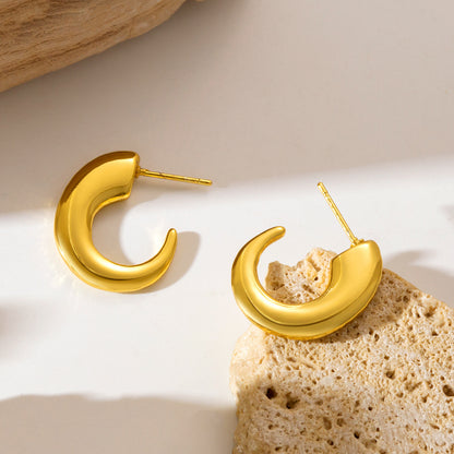 Σκουλαρίκια χρυσό ατσάλι μισός κρίκος-EA084