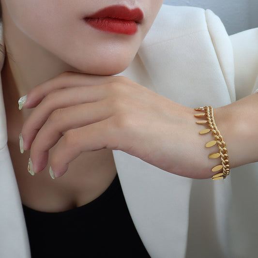 Βραχιόλι χρυσό ατσάλι με στολίδια-BR143