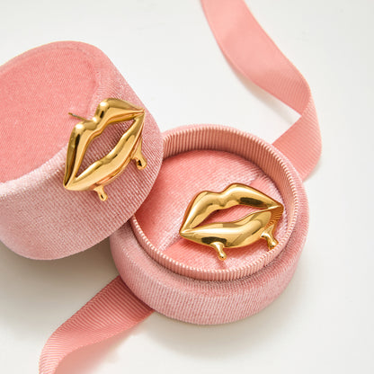 Σκουλαρίκια επιχρυσωμένο ατσάλι με χείλια-EA614