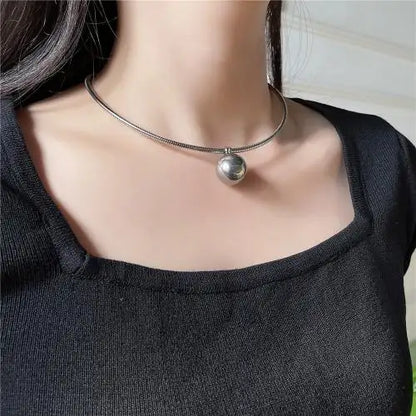 Steel silver choker necklace - w154
