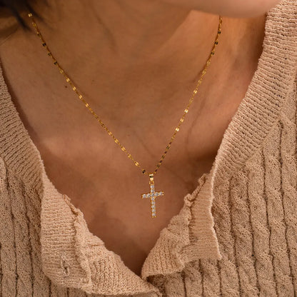 Cross necklace with zircon-NE380