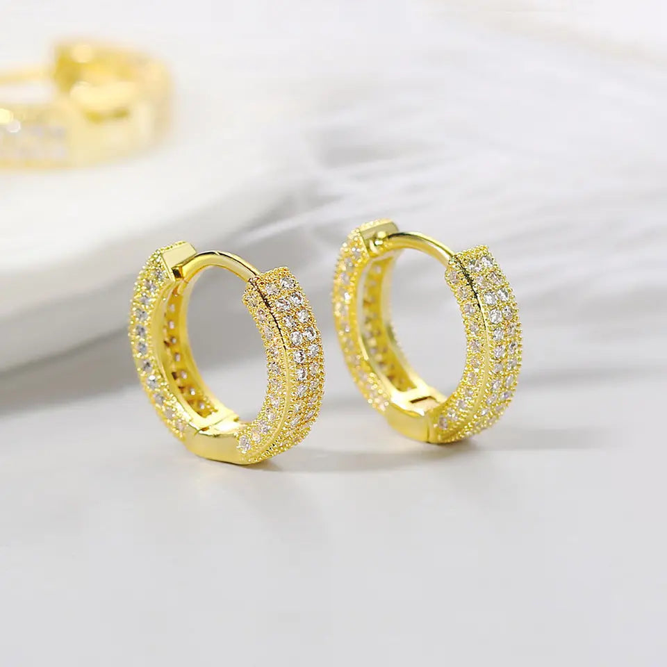 Σκουλαρίκια χρυσά με μικρά zircon - EA306
