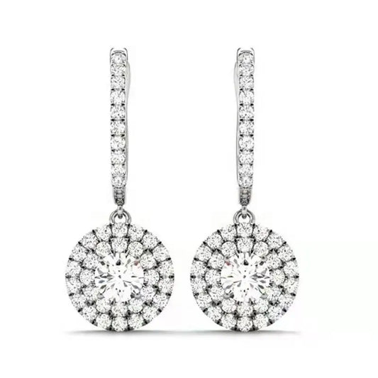 Brass earrings with zircons - w181