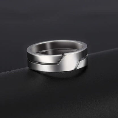 Δαχτυλίδι ατσάλι ασημί με κοψίματα-R250
