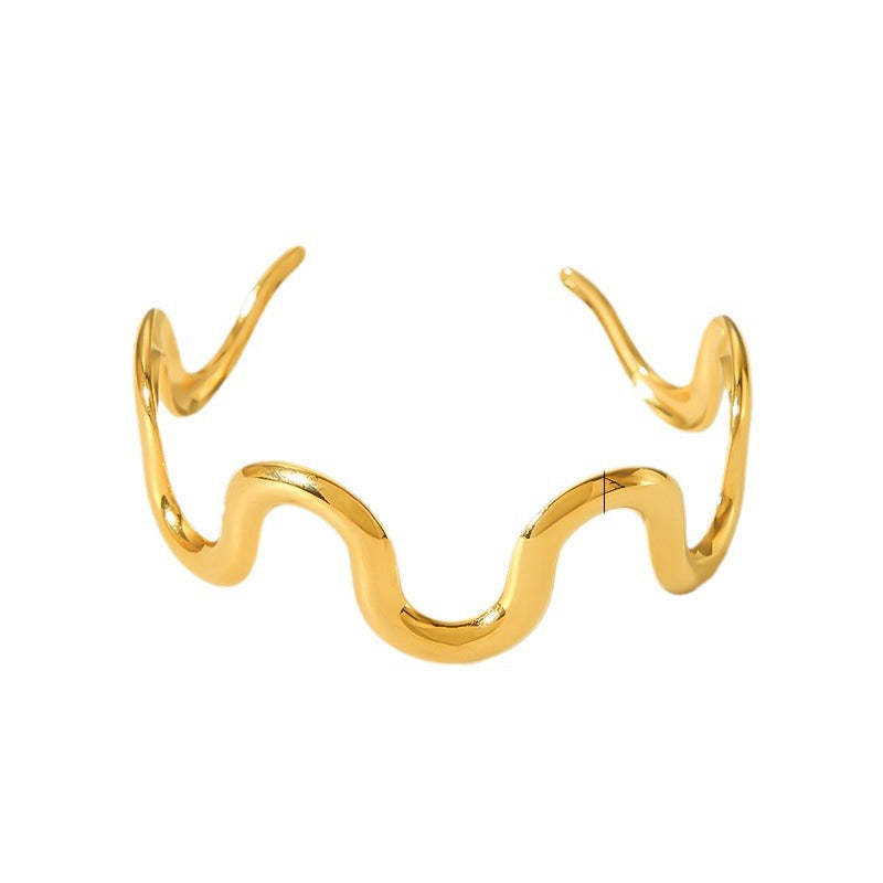 *Βραχιόλι επιχρυσωμένο ατσάλι κυματιστό-BR181