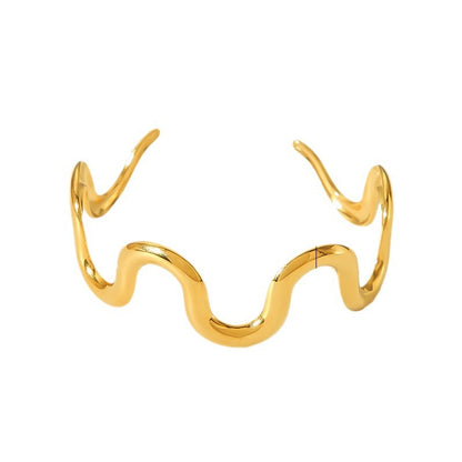 *Βραχιόλι επιχρυσωμένο ατσάλι κυματιστό-BR181