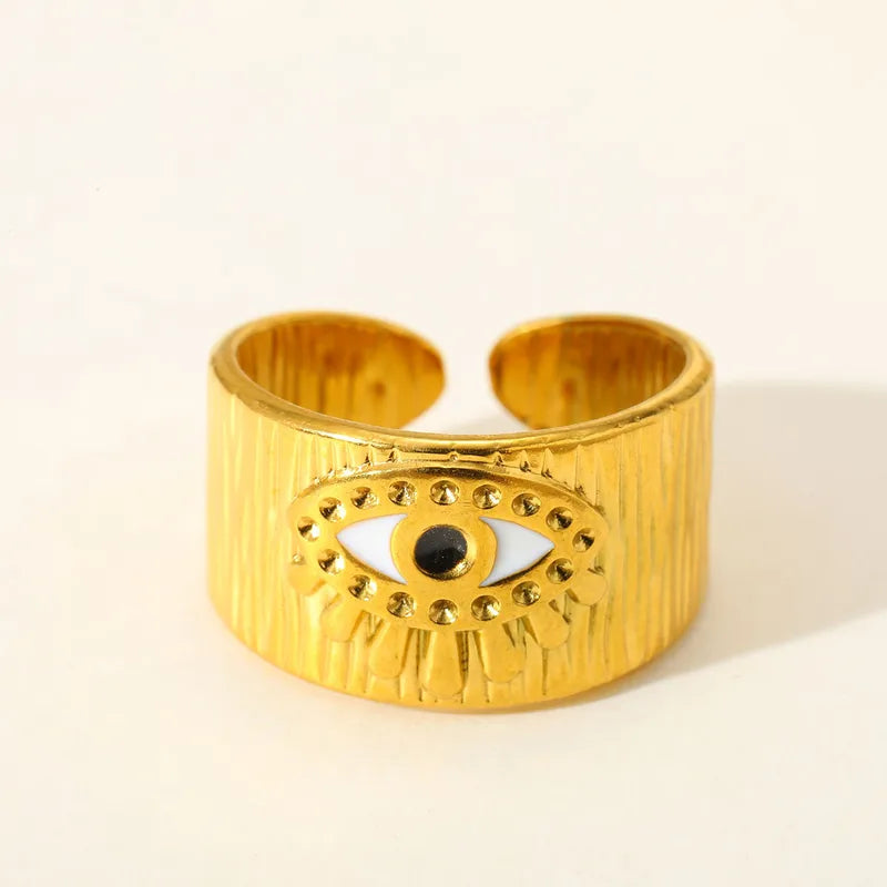 Δαχτυλίδι ατσάλινο χρυσό με μάτι- w569