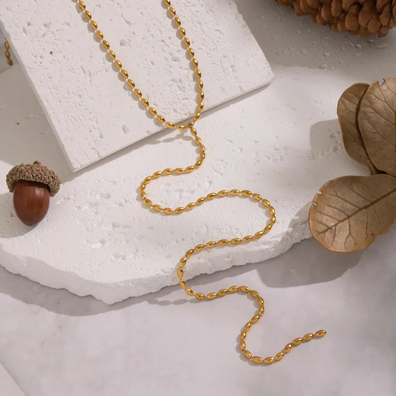 Κολιέ χρυσό ατσάλι μακρύ-NE417