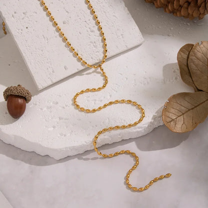 Κολιέ χρυσό ατσάλι μακρύ-NE417