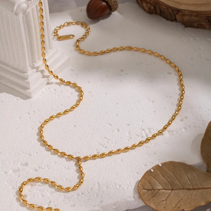 Κολιέ χρυσό ατσάλι μακρύ-NE417