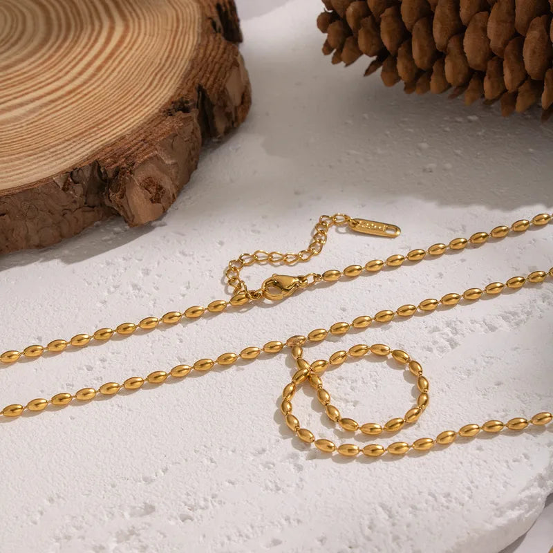 Κολιέ χρυσό ατσάλι μακρύ-NE417