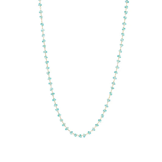 Necklace with blue beads and steel starfish - NE449