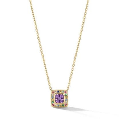 Collier acier doré avec zircon - NE699