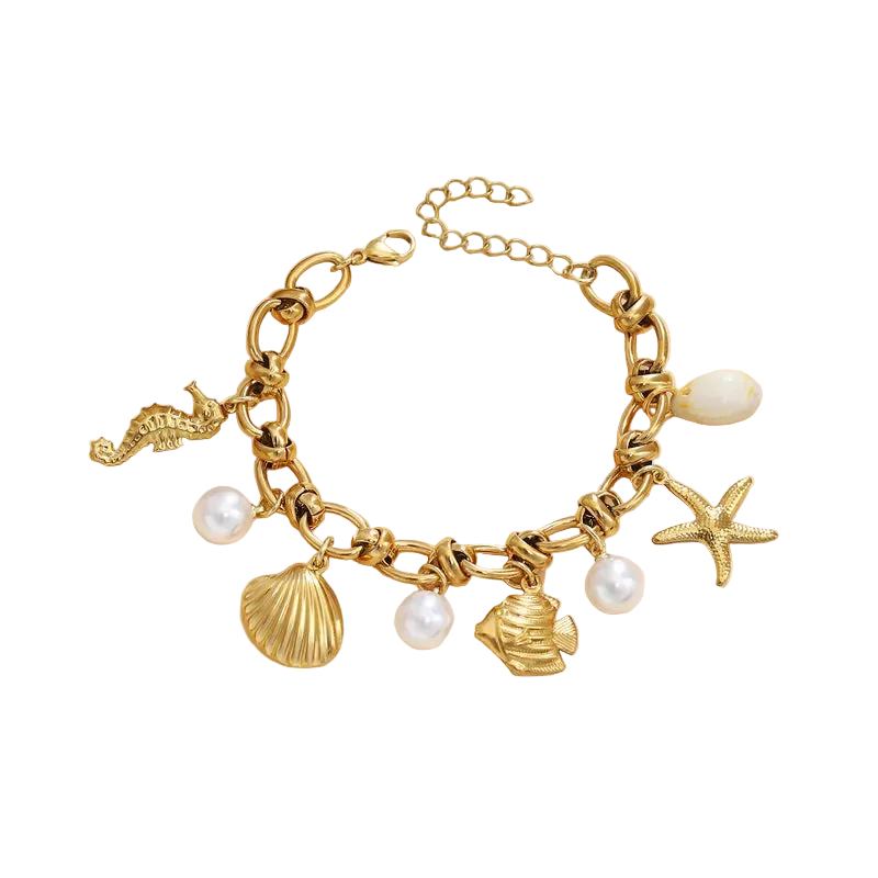 Βραχιόλι ατσάλι  με καλοκαιρινά charms- BR425