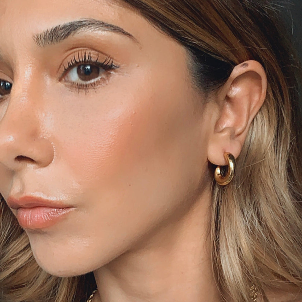 Σκουλαρίκια χρυσό ατσάλι μισός κρίκος-EA074