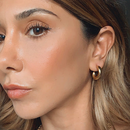 Σκουλαρίκια χρυσό ατσάλι μισός κρίκος-EA074