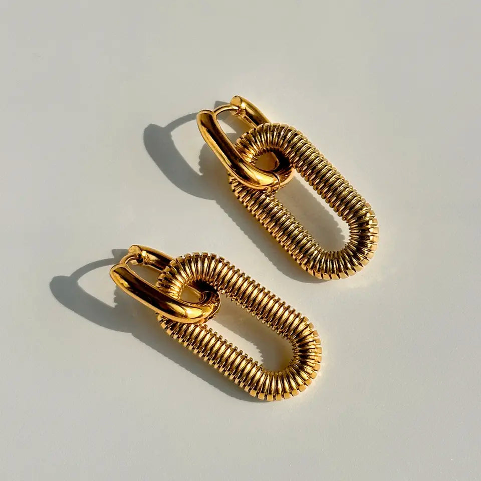 Σκουλαρίκια κρεμαστά χρυσά από ατσάλι - ea046