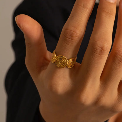 Δαχτυλίδι σπιράλ χρυσό, ανοιχτό σχέδιο-R234