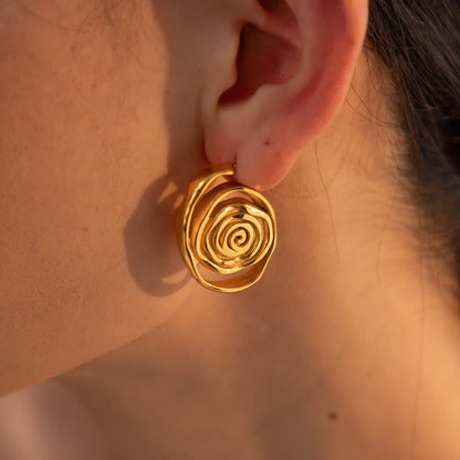 Orecchini a spirale in acciaio dorato - EA409