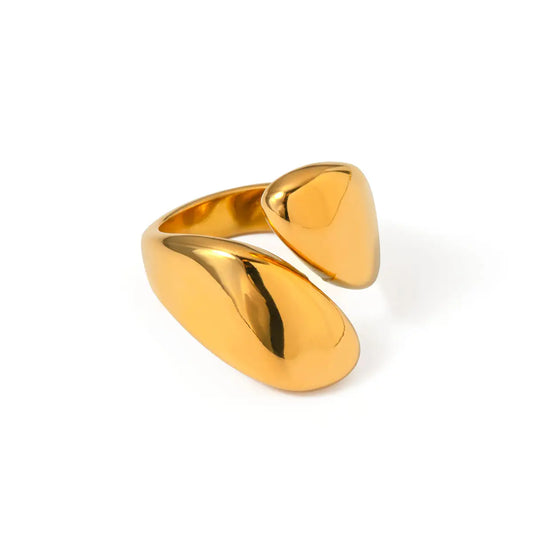 Δαχτυλίδι ασυμετρικό ατσάλι χρυσό -R228