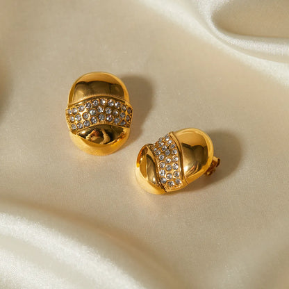 Orecchini ovali in oro con pietre-EA375