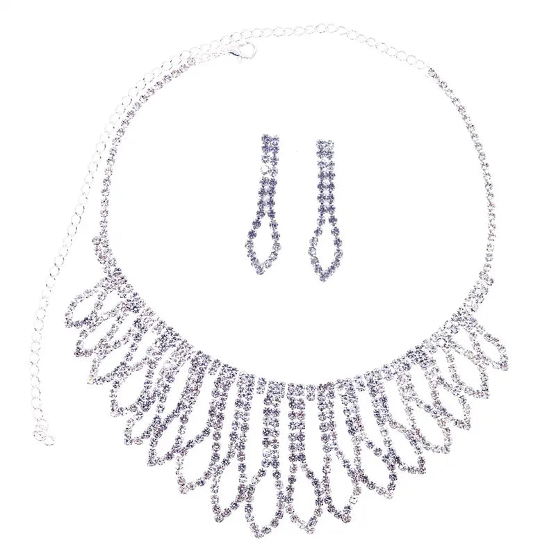Rhinestone necklace and earrings set - w148