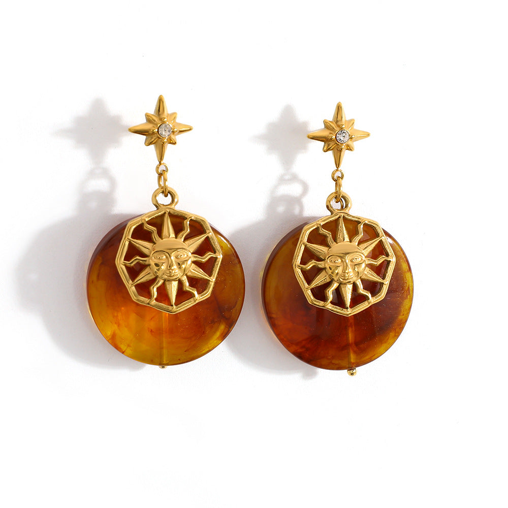 Σκουλαρίκια επιχρυσωμένο ατσάλι με ήλιο και ακρυλικό-EA561