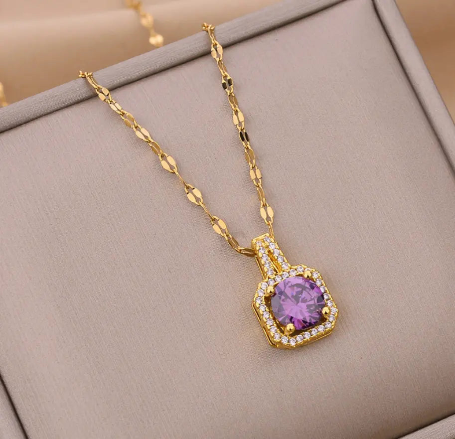 Pendant necklace with gems - ne165