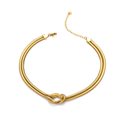 Bracelet flat chain gold-plated steel in knot-br154