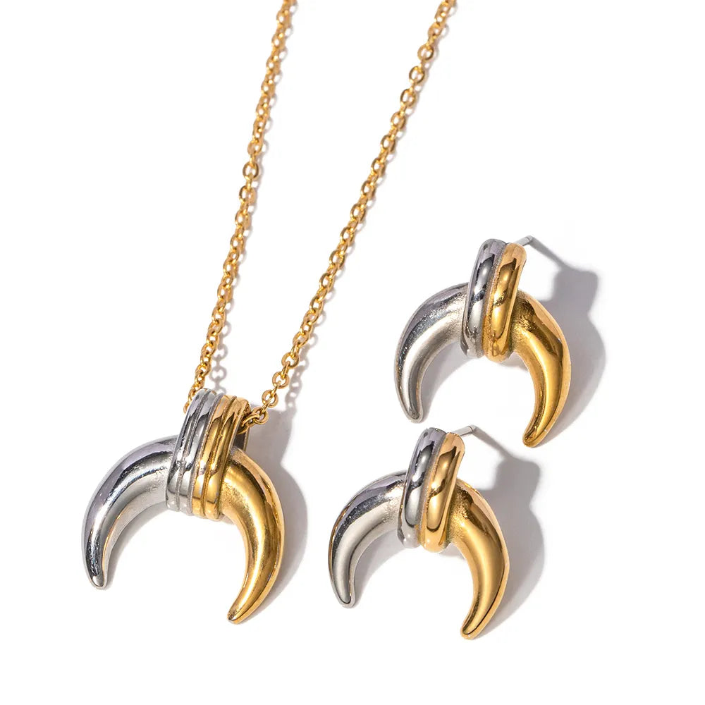 Crescent earrings gold-silver-EA102