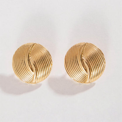 Σκουλαρίκια επιχρυσωμένο ατσάλι στρόγγυλα με ραβδώσεις-EA510