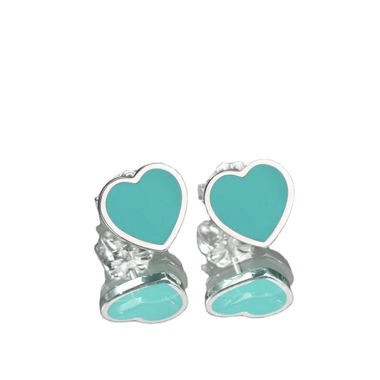 Silver Earrings with Blue Heart-EA211