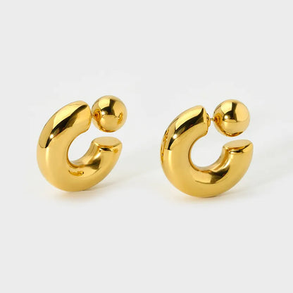 Gold hoops with round clasp-EA521