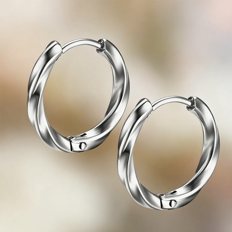 Σκουλαρίκια ατσάλι κρίκος με ραβδώσεις-EA114