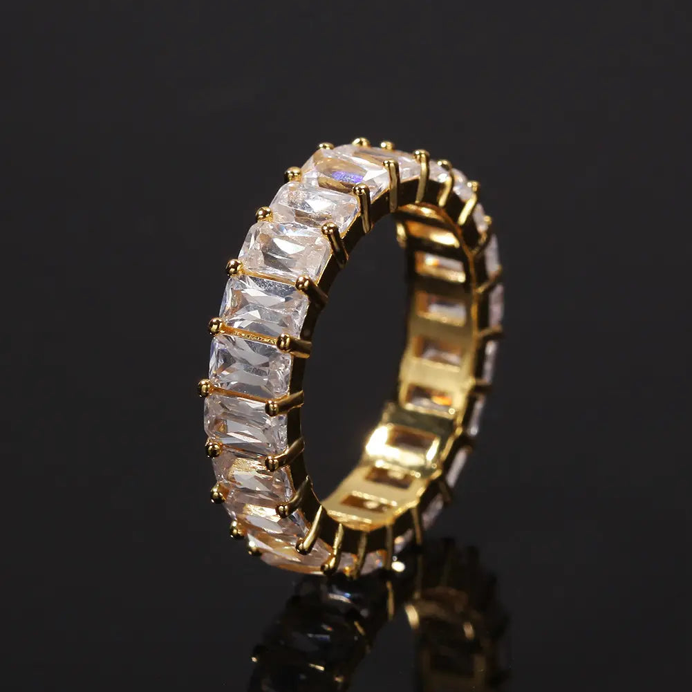 Steel Ring with rectangular zircon-r040