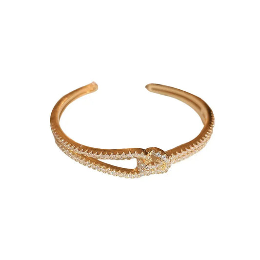 Brass handcuff bracelet with rhinestones - w263