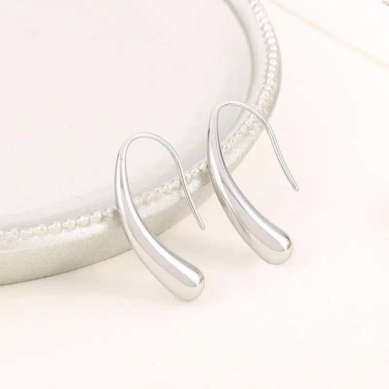 Σκουλαρίκια σε σχήμα γάντζου ασημί-EA305
