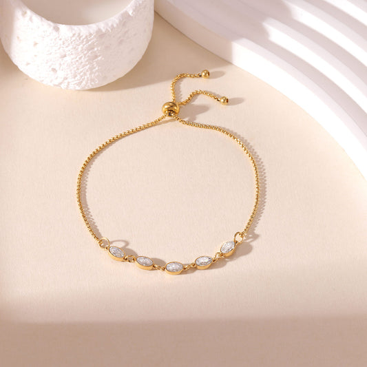 Βραχιόλι επιχρυσωμένο ατσάλι με zircon-BR241