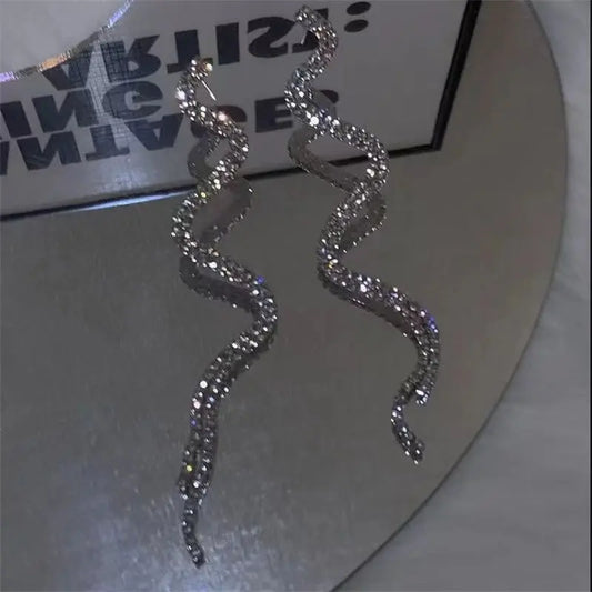 Brass earrings with rhinestones - w152