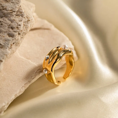 Δαχτυλίδι με πέρλες και zircon-R070